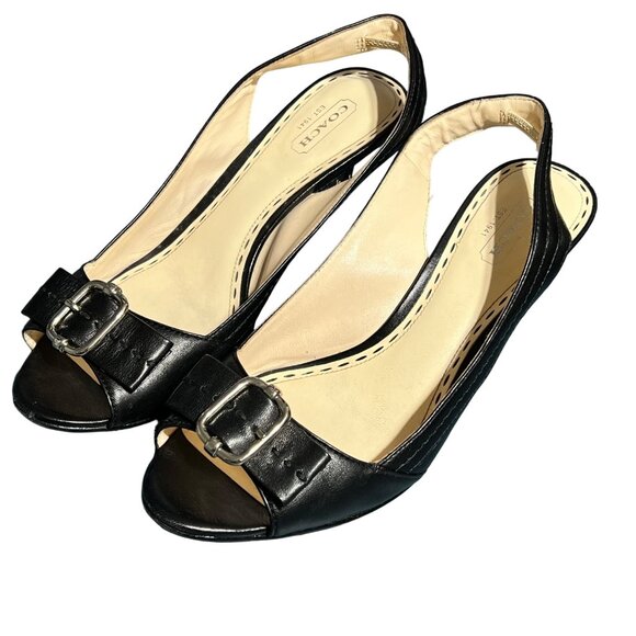 Coach Shoes - Coach Miranda Soft Leather Black Slingback Heels Size 8